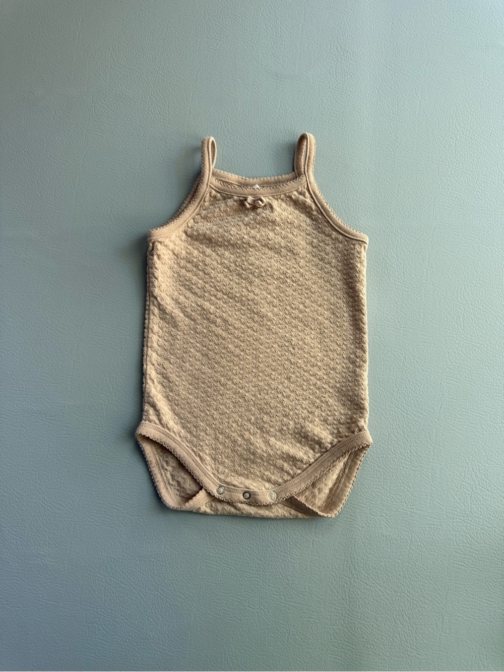 Quincy Mae Baby Pointelle Tank Bodysuit Petal Pink Beige 18-24M- Runs Small